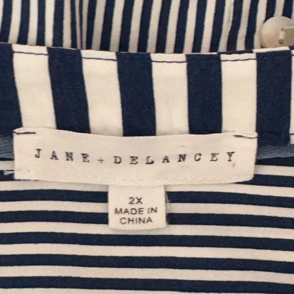 C-119 Jane &‎ Delancey PLUS SIZE 2X Blue & White Stripe Long Sleeve Blouse - Picture 10 of 15